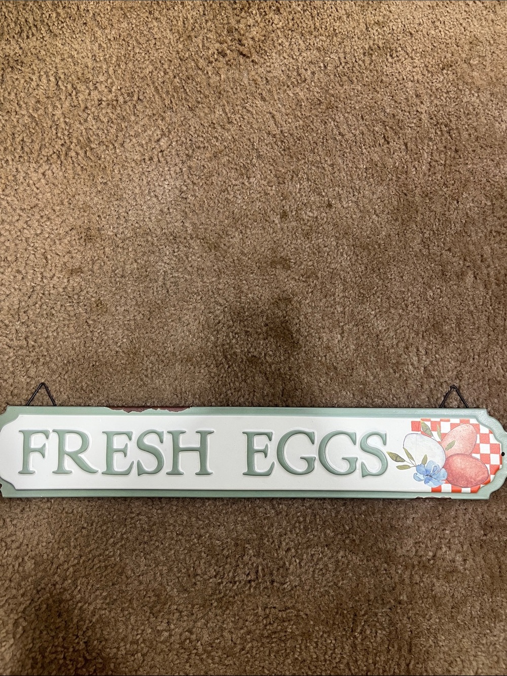 Fresh Eggs Kitchen Wall Sign in Sage Green and White